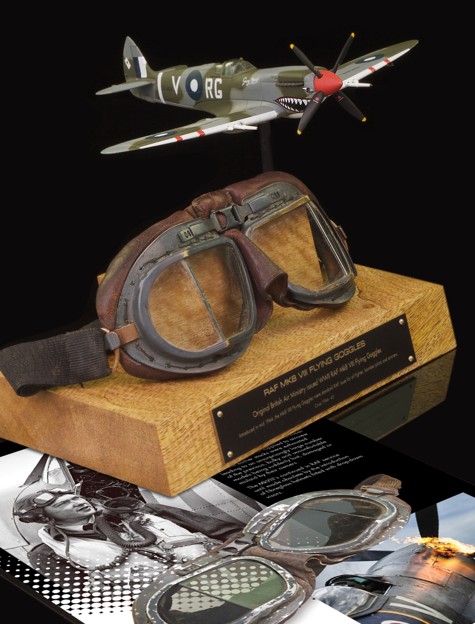AIR MINISTRY ISSUED Mk VIII RAF FLYING GOGGLES WITH FLYING HELMET